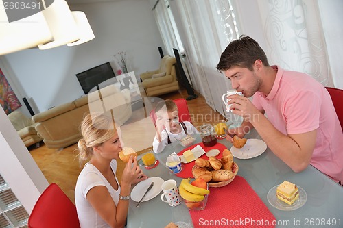 Image of family have healthy breakfast at home