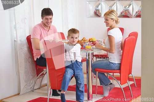 Image of family have healthy breakfast at home