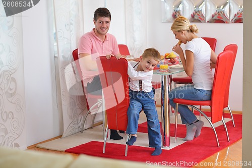 Image of family have healthy breakfast at home