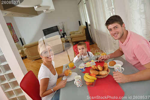 Image of family have healthy breakfast at home