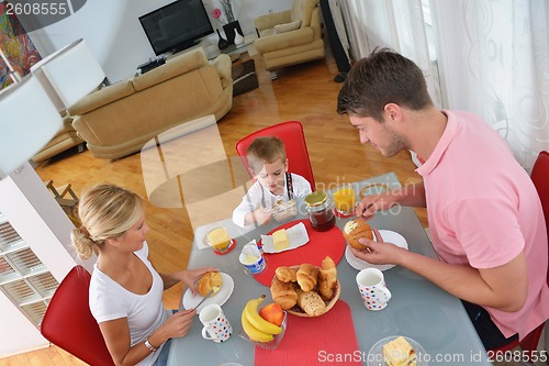 Image of family have healthy breakfast at home