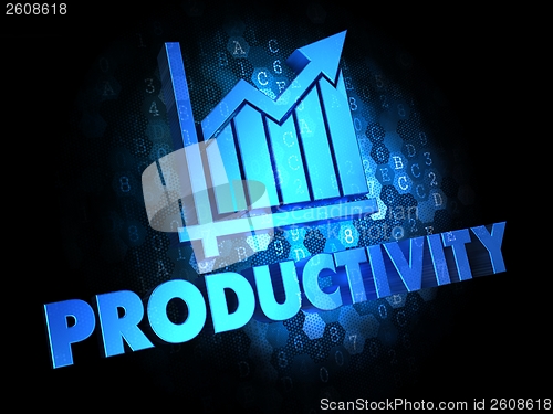 Image of Productivity on Dark Digital Background.