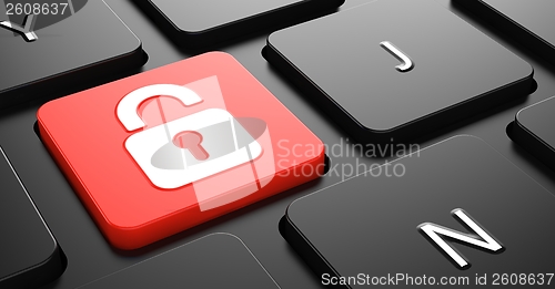 Image of Padlock Icon on Red Keyboard Button.