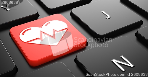 Image of Heart with Cardiogram Line on Red Keyboard Button.