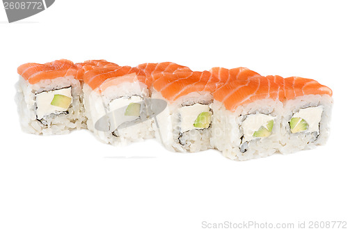 Image of Roll with cream cheese, avocado and salmon fish