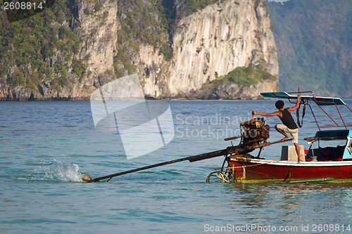 Image of Sailing with a Long tail boat  in Thailand