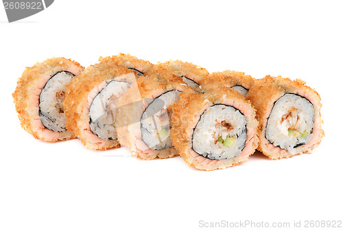 Image of Roasted roll with smoked eel and salmon fish