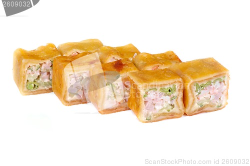 Image of pancake sushi rolls