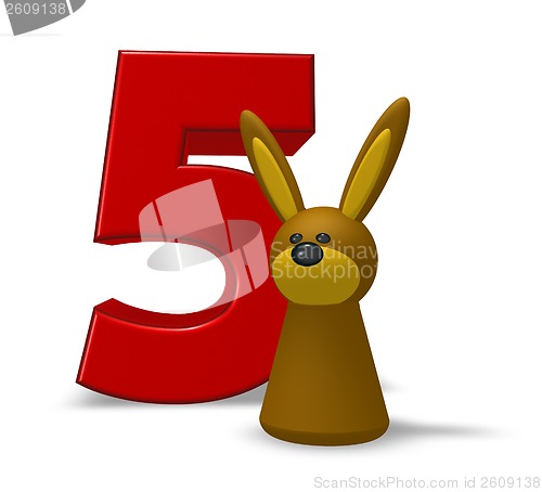 Image of number five and rabbit