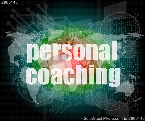 Image of word personal coaching on digital screen 3d, business concept