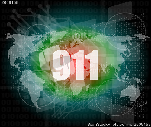 Image of 911 words on digital touch screen interface