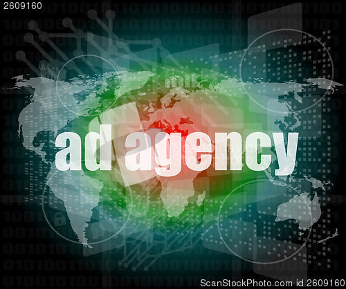 Image of add agency word on digital touch screen, business concept