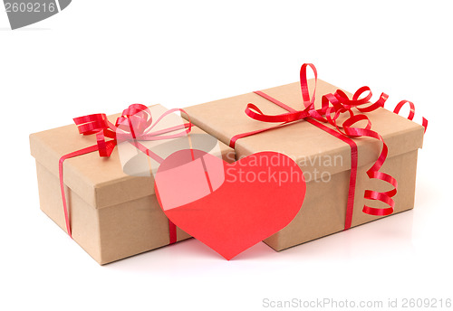 Image of Valentine gift boxes with red heart