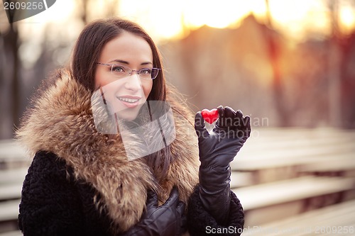 Image of Valentines day girl on the street
