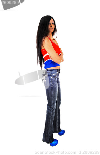 Image of Girl standing in profile.