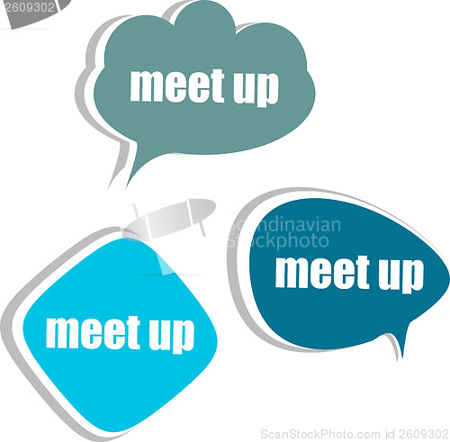 Image of meet up. Set of stickers, labels, tags. Business banners, infographics