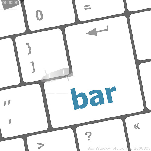 Image of bar word on keyboard key, notebook computer