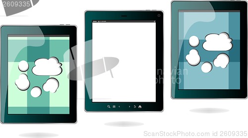 Image of digital tablet pc set isolated on white