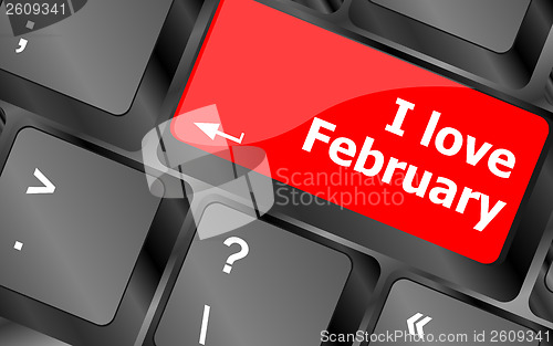 Image of Computer keyboard key - i love february