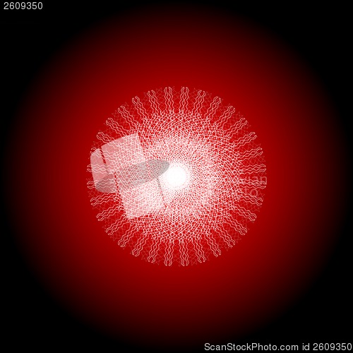 Image of red mandala, bright circular ethnic pattern native indian ornament