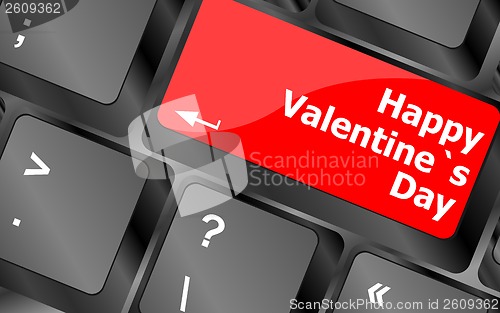 Image of happy valentine s day button on the keyboard - holiday concept