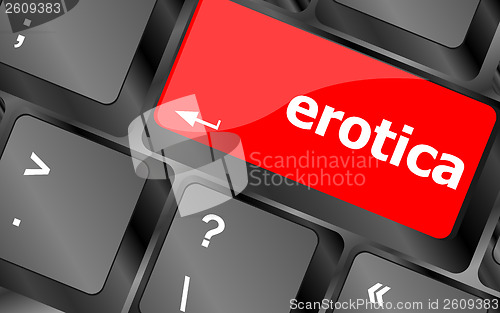 Image of erotica button on computer pc keyboard key