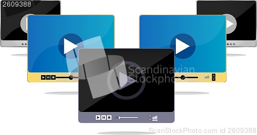 Image of Media player interface set with play button