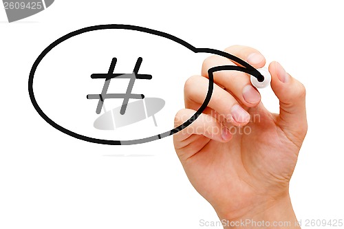 Image of Hashtag Speech Bubble Concept