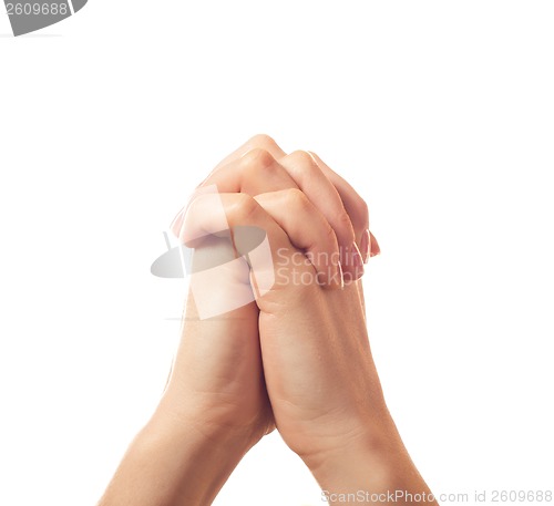 Image of Two pleading human hands isolated