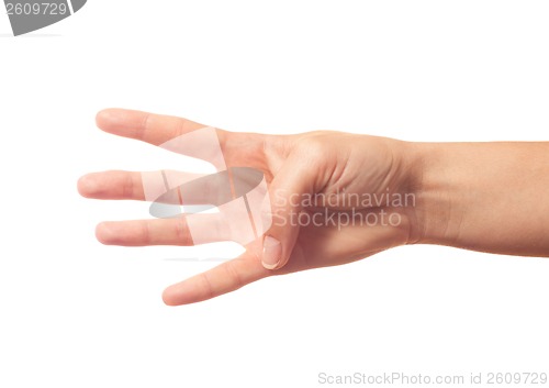 Image of Human hand showing four fingers