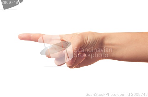 Image of Human hand pointing somwhere