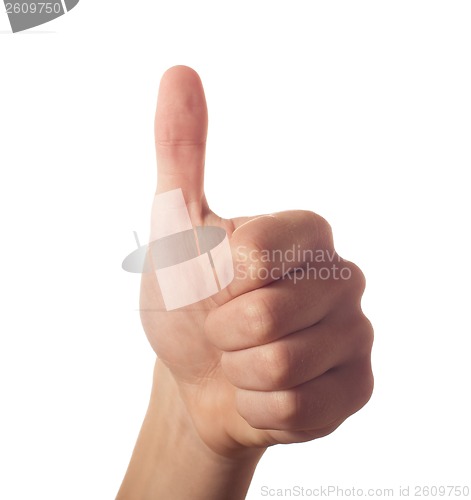 Image of One human hand thumb up