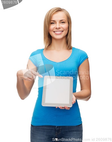 Image of smiling girl with tablet pc computer