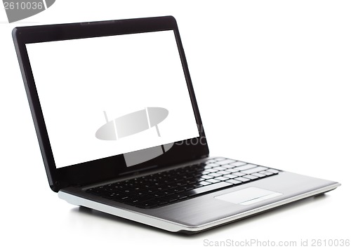 Image of laptop computer with blank black screen