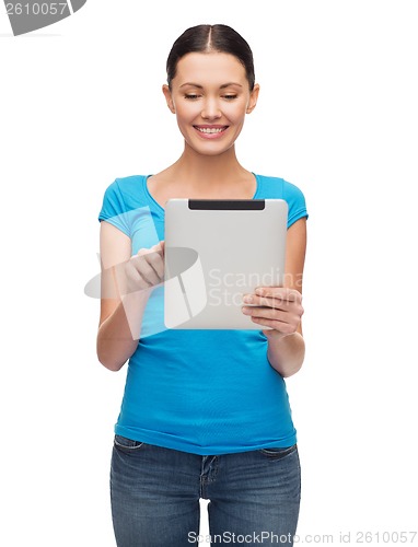 Image of smiling girl with tablet pc computer