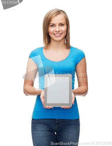 Image of smiling girl with tablet pc computer