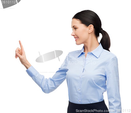 Image of woman working with imaginary virtual screen