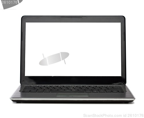 Image of laptop computer with blank white screen