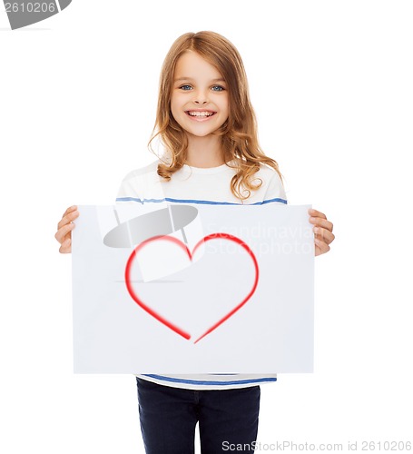 Image of smiling little child holding picture of heart