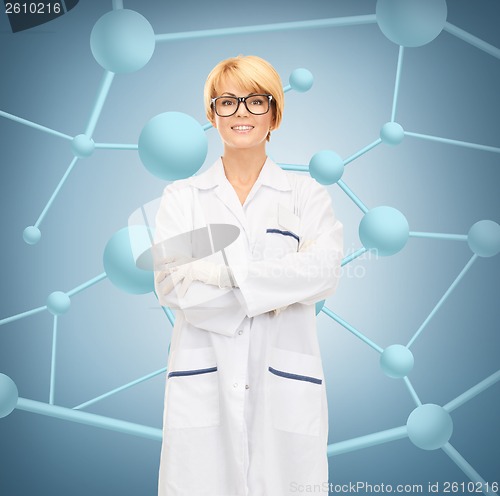 Image of smiling female doctor in glasses