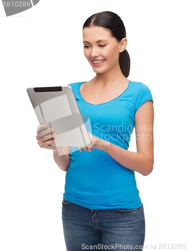 Image of smiling girl with tablet pc computer