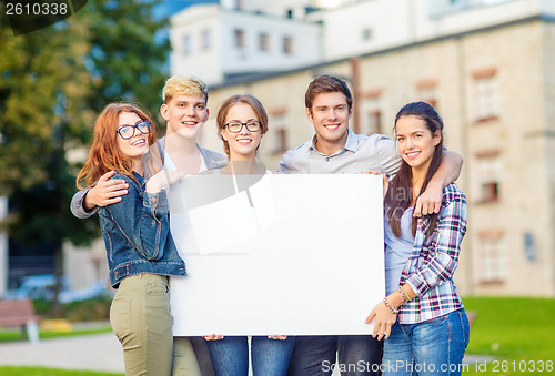 Image of students or teenagers with white blank board