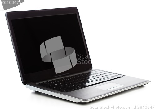 Image of laptop computer with blank black screen