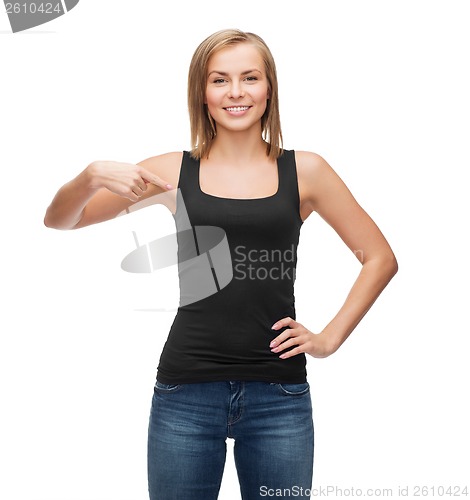 Image of woman in blank black tank top