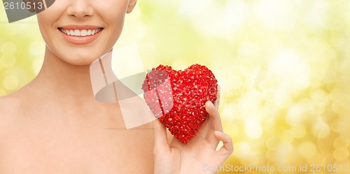 Image of beautiful woman with red heart