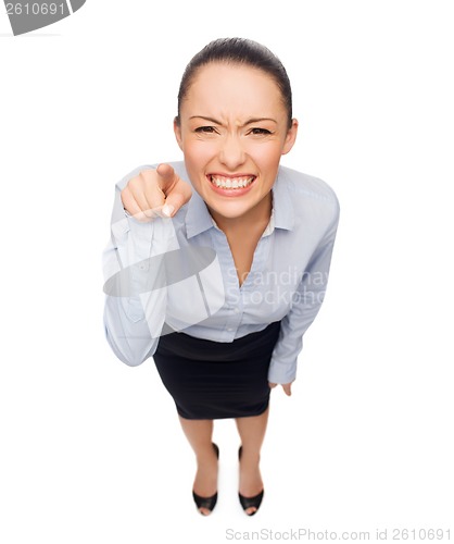 Image of angry businesswoman pointing finger at you