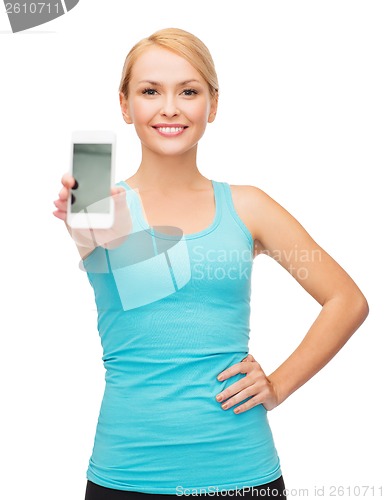 Image of sporty woman with smartphone