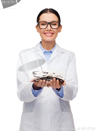 Image of smiling female doctor without stethoscope