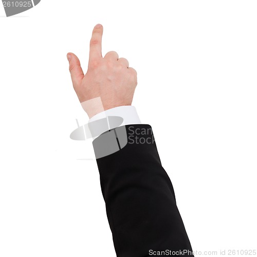 Image of close up of businessman pointing to something