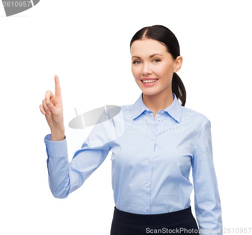 Image of woman working with imaginary virtual screen